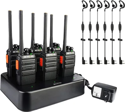 Produktbild von Retevis RT24V Freenet Funkgeräte Set, Professionelle PMR446 Walkie Talkie mit 6-Wege-Ladegerät, 6 Kanäle für Schule Baustelle Transport(6 Stück, Schwarz)