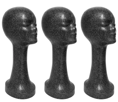 Produktbild von 3 x FP Styroporkopf extra hoch ca. 45 cm - anthrazith/schwarz