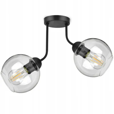 Produktbild von LUXOLAR Deckenleuchte 2 flammig, Led Deckenlampe Schwarz E27 60W - Hängelampe für Wohnzimmer, Küchen - Transparent Glas