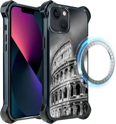Produktbild von Schutzhülle für das iPhone 13, MagSafe-kompatibel, verstärkte Ecken, schwarz, Kolosseum