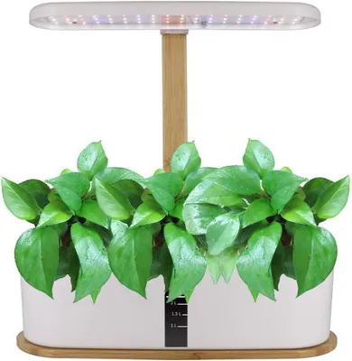Produktbild von Gemüsegarten für drinnen, Kräutergarten-Set für drinnen mit 10 Töpfen, Vollspektrum-LED-Lampe, höhenverstellbar 20-40 cm (Weiß)