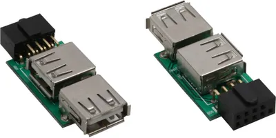 Image de Adaptateur USB 2.0, InLine®, 2x prise femelle A sur connecteur IDC