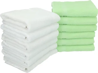 Produktbild von Betz 12 Stück Handtücher 50x100 cm PALERMO 100% Baumwolle  Farbe: weiß und grün
