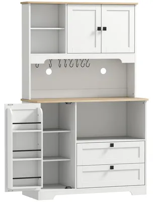 Immagine prodotto di Credenza da Cucina 100x40x62 cm con 3 Armadietti 2 Cassetti e Portaspezie in Legno Ingegnerizzato Bianco