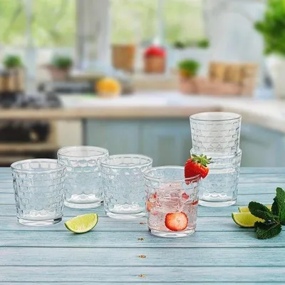 Productafbeelding van Vierkante glazenset - 6 stuks - 26 cl - Duurzaam en vaatwasmachinebestendig
