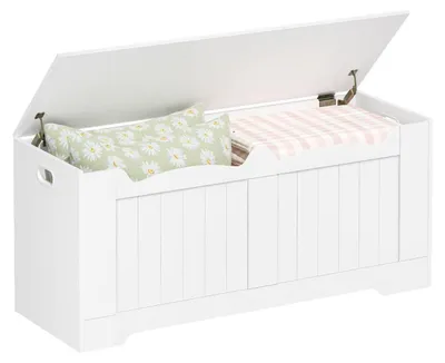 Image de Banc coffre de rangement, blanc, 40 x 110 x 48 cm