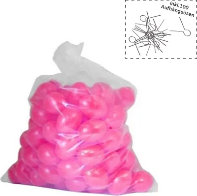Produktbild von Ostereier Plastik / Kunststoff mit Aufhänger / Aufhängeösen, Eier, Deko, Osterdekoration, zum Bemalen und Dekorieren ca. 60mm 100 Stück pink