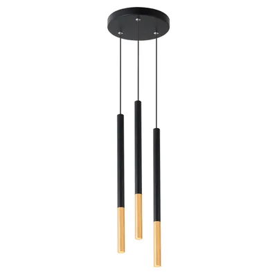 Produktbild von MasterLED Pendelleuchte 3-flammig – G9 Hängelampe – Schwarz/Gold – schlanke Aluminium-Tubes – runde Deckenleuchte, höhenverstellbar – modern für Esszimmer, Küche & Wohnzimmer
