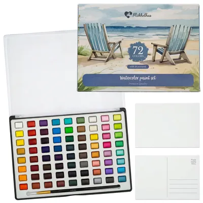 Immagine prodotto di Elzusha - Set di acquerelli da 72 colori, con vernici e pennelli