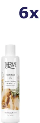 Productafbeelding van 6 flesjes Therme doucheolie, 250 ml, voor de hammam