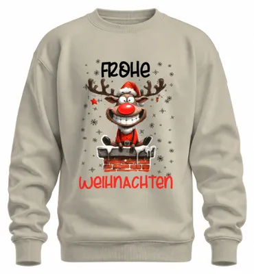 Produktbild von Weihnachten Lustiges Rentier Rudolph Schornstein Kamin Xmas Sweatshirt Pullover, Natur, S