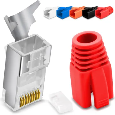 Produktbild von Netzwerk Stecker Netzwerkstecker CAT7 CAT 7A CAT6A CAT5 RJ45 vergoldete KontakteStückzahl:4 Stück;Farbe:Orange