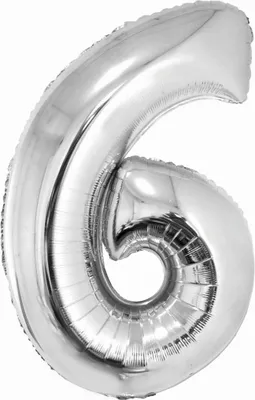 Immagine prodotto di Palloncino in foil "Numero 6" argento, 92 cm