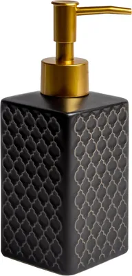 Immagine prodotto di Dispenser per sapone in ceramica Intirilife in nero con motivo orientale - capacità 290ml - dispenser per sapone dispenser per sapone a mano per cucina bagno
