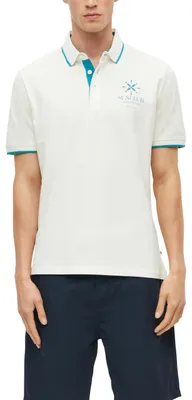 Produktbild von s.Oliver Herren Polo-Shirt – Regular Fit, Baumwoll-Piqué mit Frontprint, strukturiert – Größe XL, 02d1_creme
