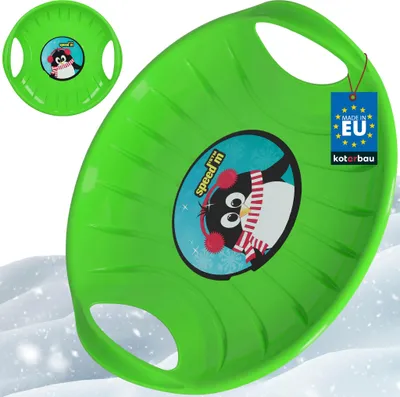 Produktbild von KOTARBAU® Rutschteller 60 cm Popo Rutscher mit Griffen Schlitten für Kinder & Erwachsene Bob Schlitten Kinderschlitten Kunststoff Grün