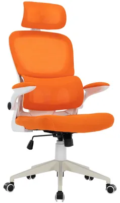 Produktbild von Flexibler Bürostuhl in moderner Mesh-Optik ergonomischer Schreibtischstuhl mit Nacken- und Lordosenstütze Gamingstuhl mit atmungsaktiver Netzrückenlehne und Wippfunktion ,Farbe:Weiß/Orange
