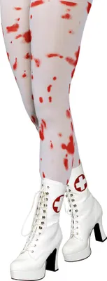 Produktbild von Blutige Damen Strumpfhose "Bloody" | Weiß Rot Größe: L/XL