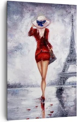 Produktbild von Bild auf Leinwand - Leinwandbild - Einteilig - Frau Turm Eiffel - 80x120cm - Wand Bild - Wanddeko - Wandbilder - Leinwanddruck - Wanddekoration - Leinwand bilder - Wandbild - PA80x120-5161