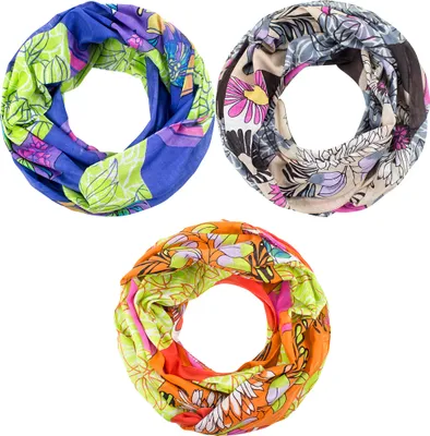 Produktbild von Sunsa Damen Loop Schal Tuch 3er Set Halstuch Geschenkideen für Frauen-MädchenTücher aus Baumwolle mit Blumen & modern bohemian Design 41080