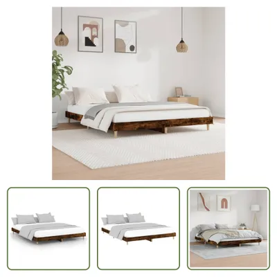 Produktbild von The Living Store Bettgestell Räuchereiche 120x200 cm Holzwerkstoff