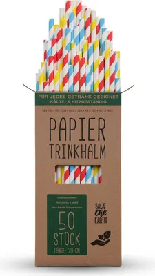 Image de Pailles en papier "multicolore" - 50 pcs. 1 set ( 50 pailles )