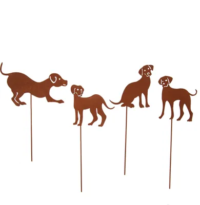 Produktbild von UNUS GARDEN Deko Hunde Gartenstecker 4er Set