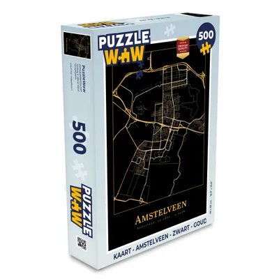 Obrázek produktu pro MuchoWow MuchoWow® Puzzle 500 ks Karta - Amstelveen - Černá - Zlatá