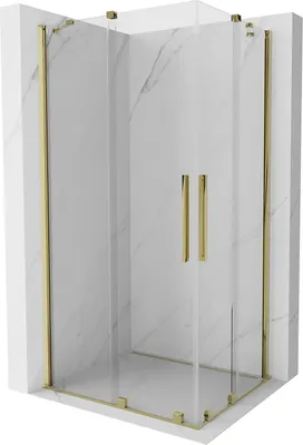 Image de Mexen Velar Duo cabine de douche coulissante 90 x 80 cm, transparent, or - 871-090-080-02-50