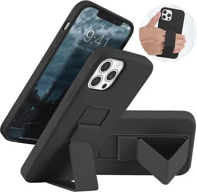 Obrázek produktu pro Pevné Černé Pouzdro Pro Iphone 13 Pro 6,1' Strap Stand