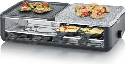 Produktbild von Raclette Grill SEVERIN RG2366, 8 Personen, Naturstein, Reversible Platte, 1300W, 48x24 cm