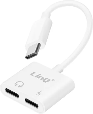 Immagine prodotto di LinQ, adattatore USB-C / 2x USB-C audio e ricarica rapida Power Delivery, bianco