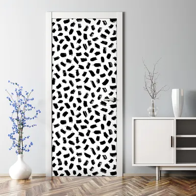 Produktbild von Dekorative Türposter Aufkleber selbstklebend Klebefolie Schwarz-Weiß Flecken 77 x 200 cm