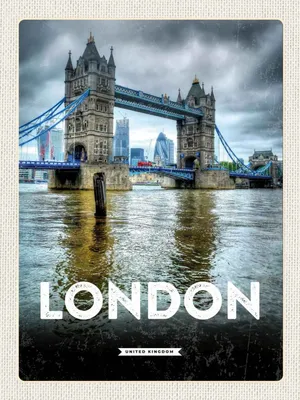 Produktbild von vianmo Holzschild 40x30 cm London EnglandBrücke Bildmotiv Reisemotiv England
