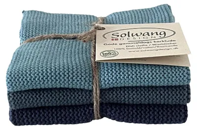 Produktbild von 3er SOLWANG Wischtuch Küchentuch Waschlappen aus Baumwolle - BLUE PEACOCK