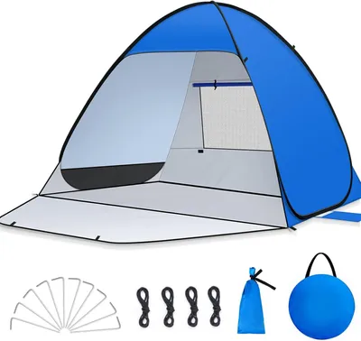 Produktbild von Strandmuschel, Pop Up Strandzelt, Sonnenzelt, UV Schutz 50+, Windschutz, 2-3 Personen, für Baby, Kinder und Erwachsene