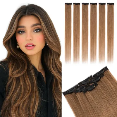 Immagine prodotto di Clip-in per extension di capelli naturali, 6 pezzi, 25 cm, biondo chiaro