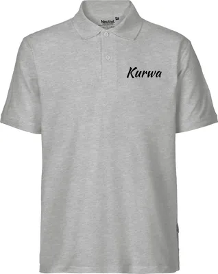 Produktbild von Huuraa Herren Polo Shirt Kurwa Polnisch M Sport Grey Bio Baumwolle Fairtrade Poloshirt Geschenkidee
