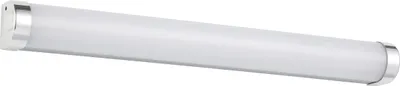A linear LED light fixture with silver end caps, presented against a white background.