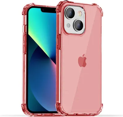 Image de Smartphonica iPhone 13 transparent
  housse en silicone antichoc avec bumper - Rouge