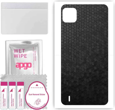 Produktbild von apgo Rückseite Schutzfolie, Skin, kompatibel mit Wiko Y62, Hinten Displayschutzfolie aus Vinylfolie, kratzfest, einfache Montage - Schwarze Honigwabe
