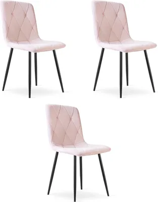 Imagen del producto de Sillón - Leobert - Modelo Libra - Tapizado en terciopelo rosa claro, patas negras - 44 x 54,5 x 88,5 cm - Juego de 3 unidades