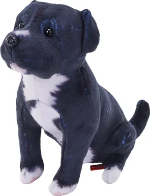 Zdjęcie produktu dla Pluszowy pies pitbull czarny z dźwiękiem – 18 cm
