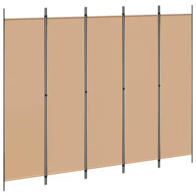 Image de Paravent 5 panneaux Beige 250 x 200 cm Tissu