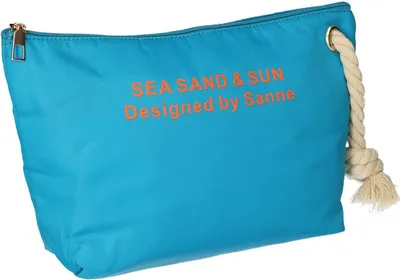 Produktbild von Traveller Kulturbeutel Meer, Sand Sonne Blau Orange 30cm x 19,5cm