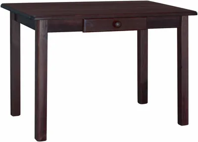 Produktbild von Tisch mit Schublade aus massivem Kiefernholz in der Farbe Nuss 100 x 60 cm