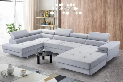 Image de AX LIVING Arborio XL Ensemble de salon XXL Canapé en U Gris clair 352 G