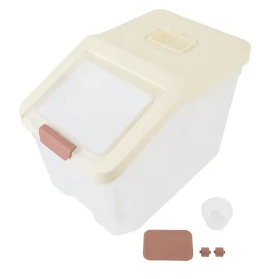 Imagen del producto de Contenedores para almacenar alimentos – Herméticos, para harina y cereales, dispensador de pienso seco para la cocina, protección contra la humedad, capacidad de 25 kg