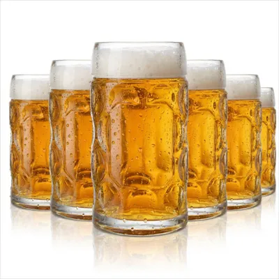 Produktbild von 6x 0,5l Bierkrug Bierglas Ohne Logodruck Edle Glaskontur Eichung Gastronomie Seidel