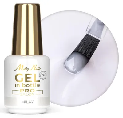 Produktbild von Gel in Bottle Molly Nails Pro Salon Milky – Aufbaugel mit Pinsel, HEMA/Di-HEMA-frei, 15 g